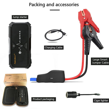 POWERFORCE 2000A 3000A 4000A Jump Starter 12V Booster Power Pack EC8 Jumper Clamp For 16L Gasoline And 12L Diesel Vehicles